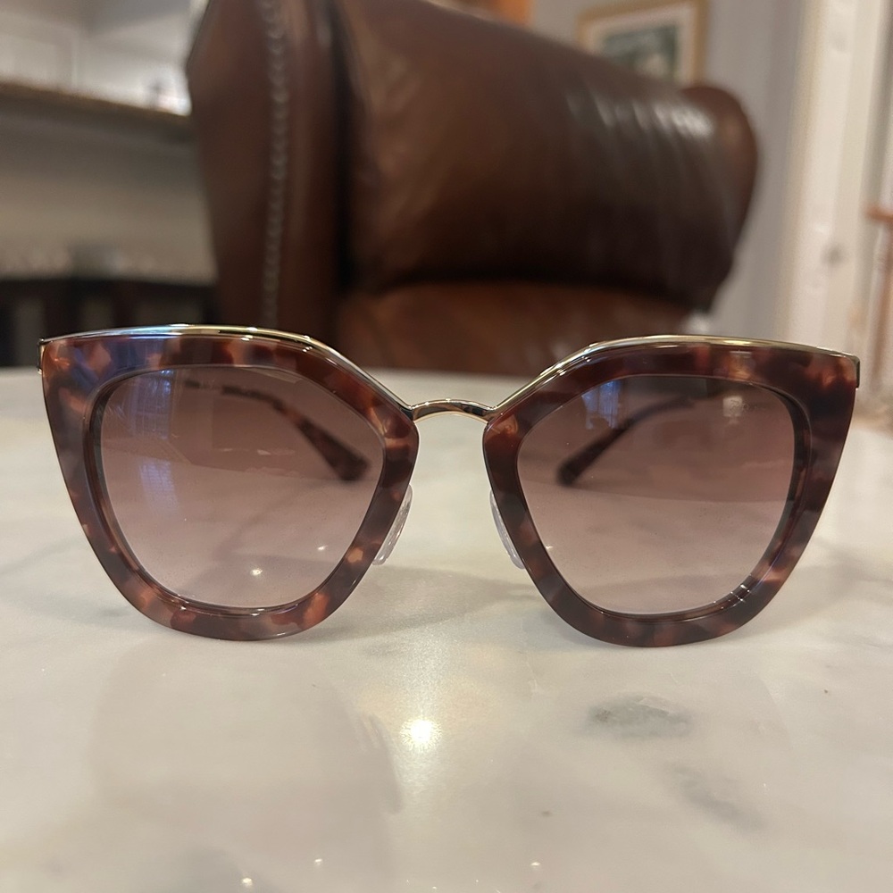 Prada Brown Tortoise Cat Eye Sunglasses with Gradient Lenses